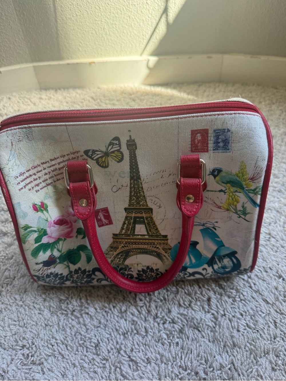 Vintage Style Paris Print Handbag